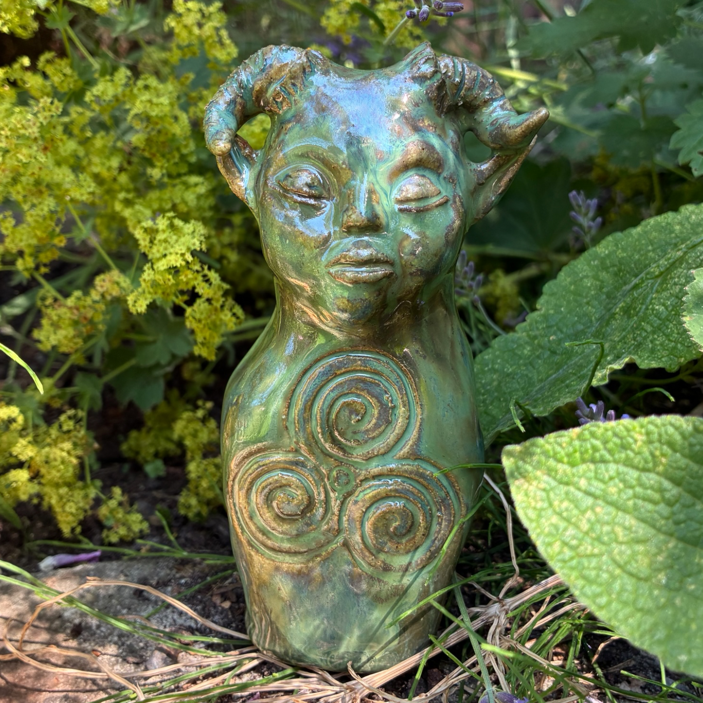 Green Horned Spirit Totem Triskele