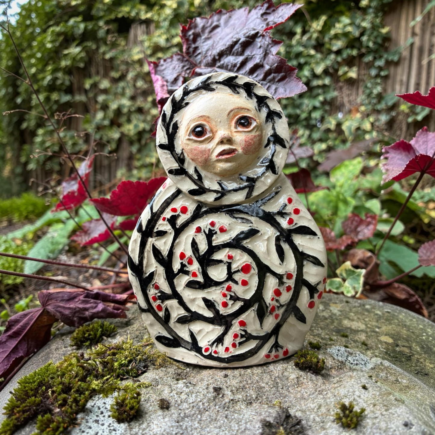 Sgraffito Moon Spirit Red