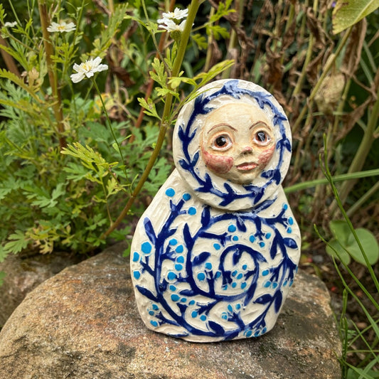 Sgraffito Moon Spirit Blue and Turquoise