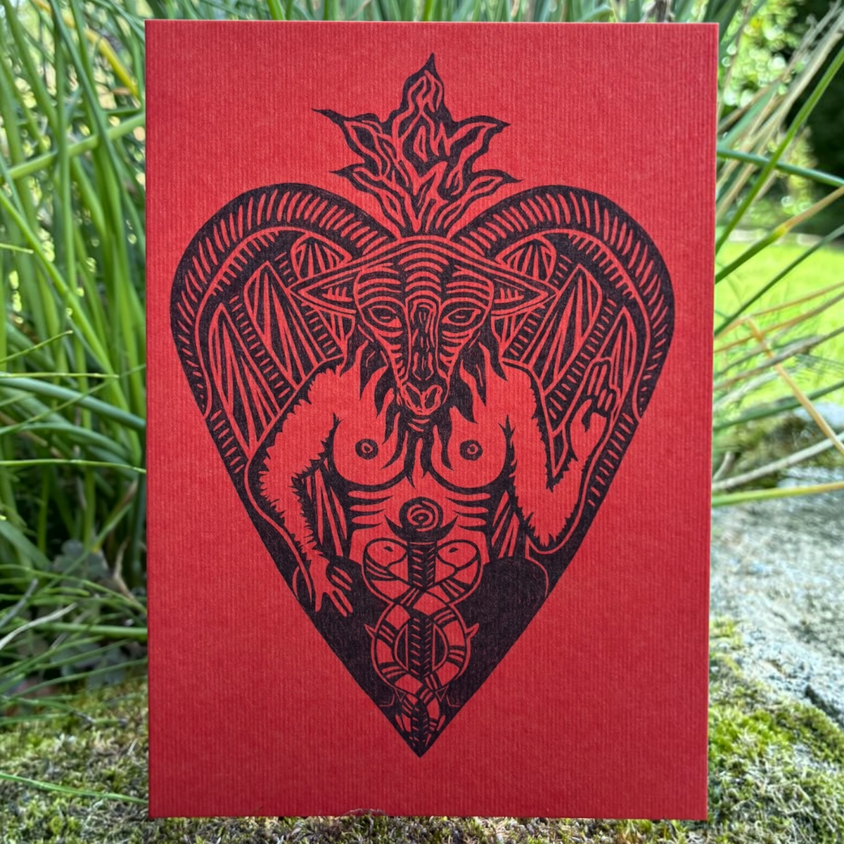 Baphomet Let Love Rule Greetings Card