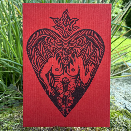 Baphomet Let Love Rule Greetings Card