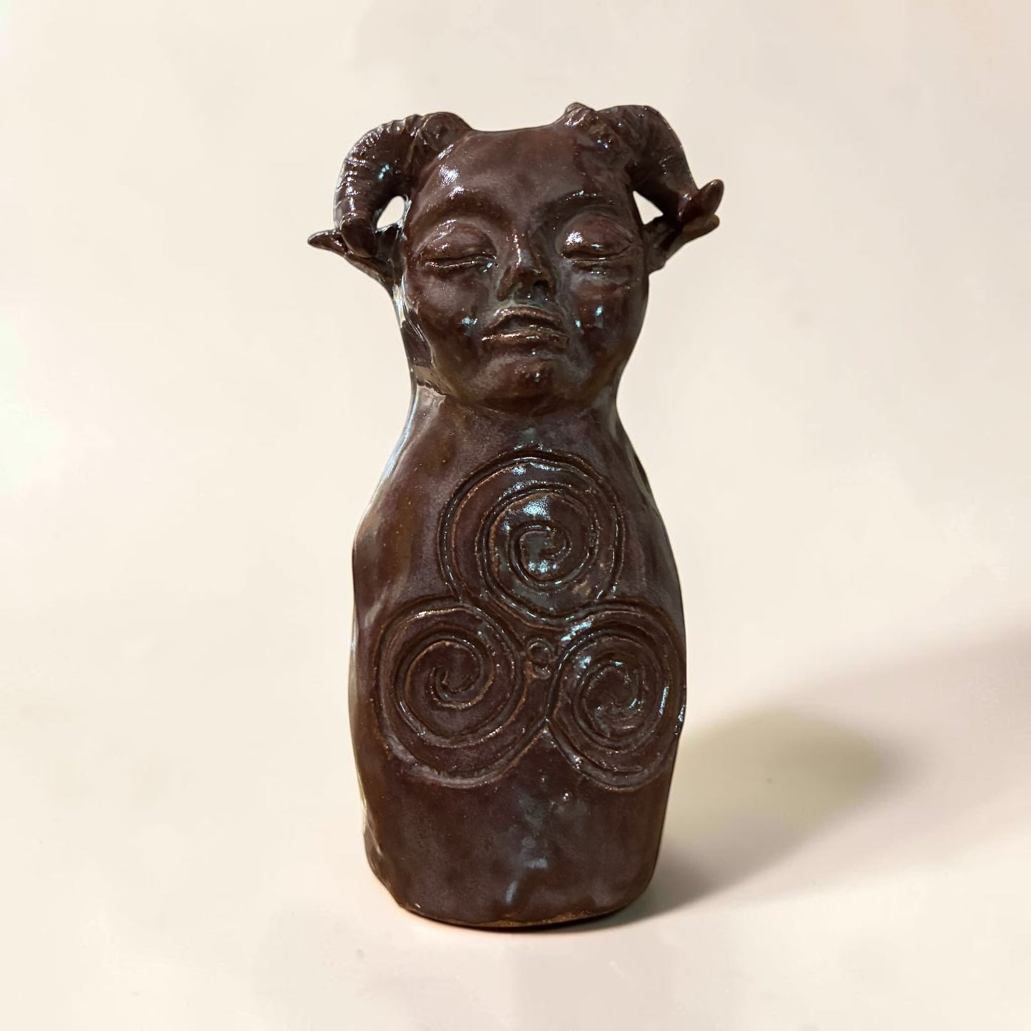 Brown Horned Spirit Totem Triskele