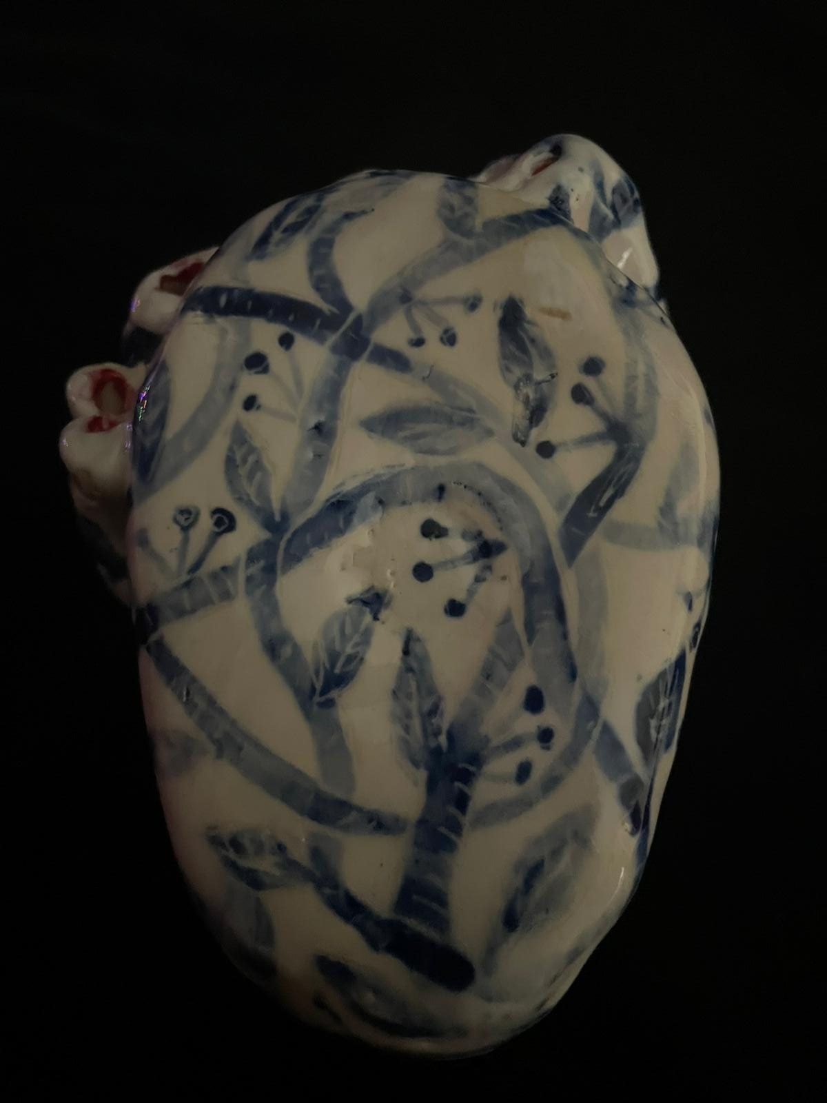 All-Seeing Heart Blue and White sgraffito folk vine designs