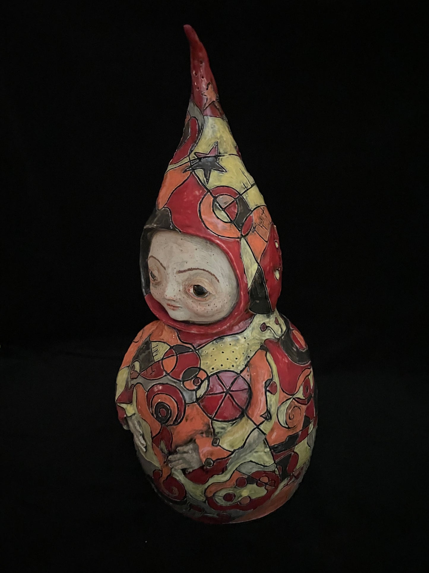 Witch Sculpture with Abstract Surrealist Decoration (Martha)