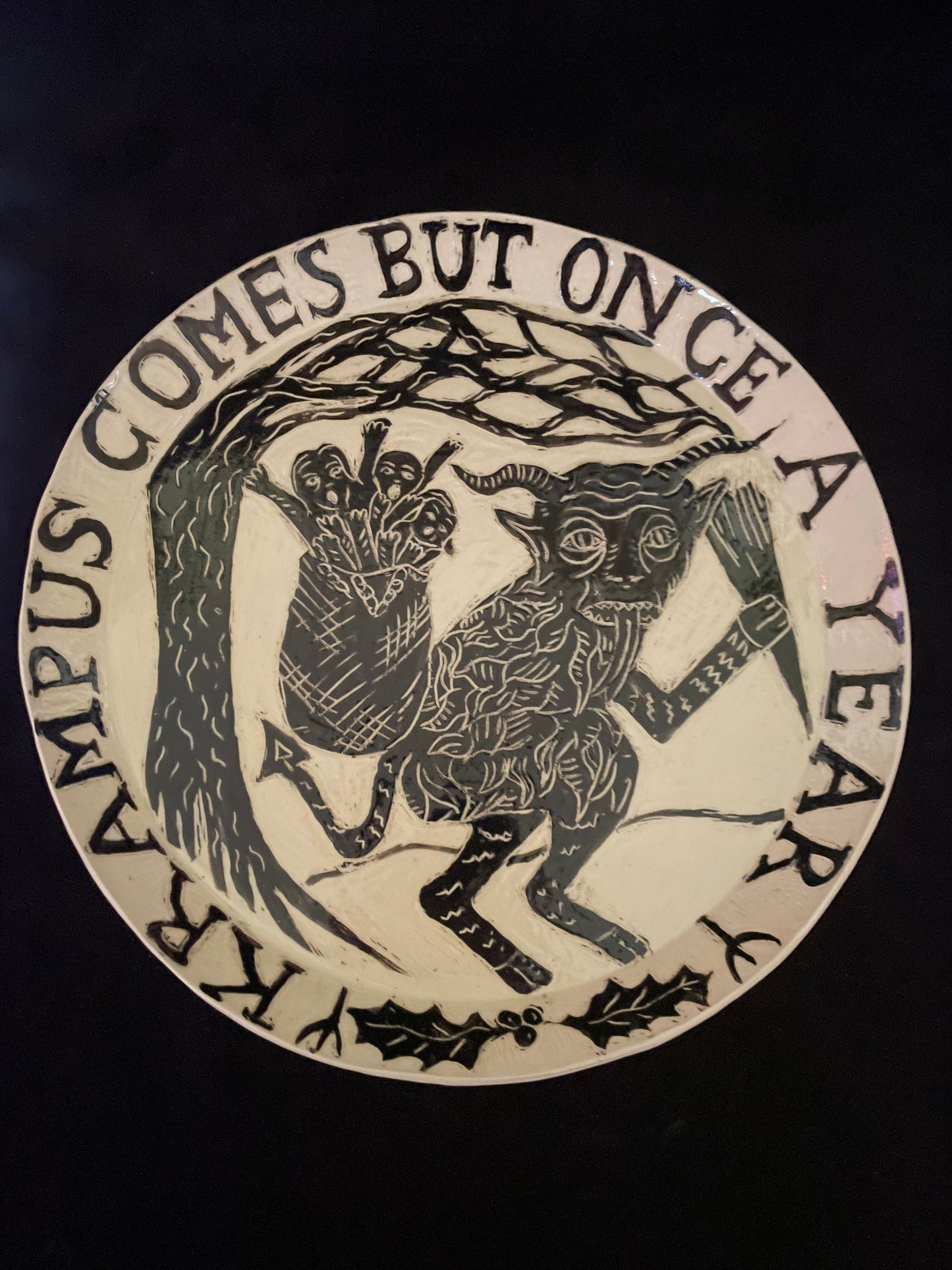 Sgraffito Folk art Plate Krampus