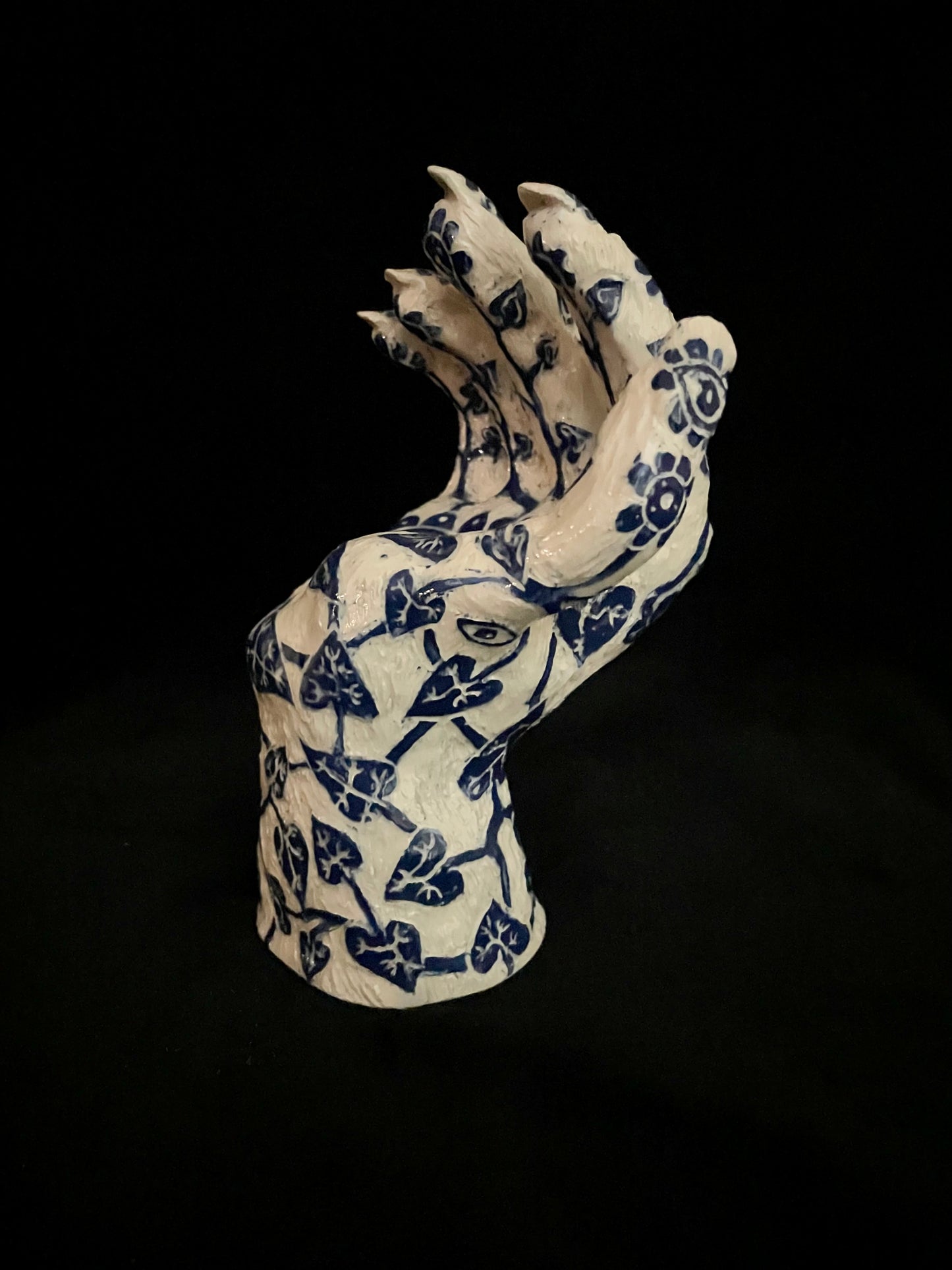 Blue and White Sgraffito Hand