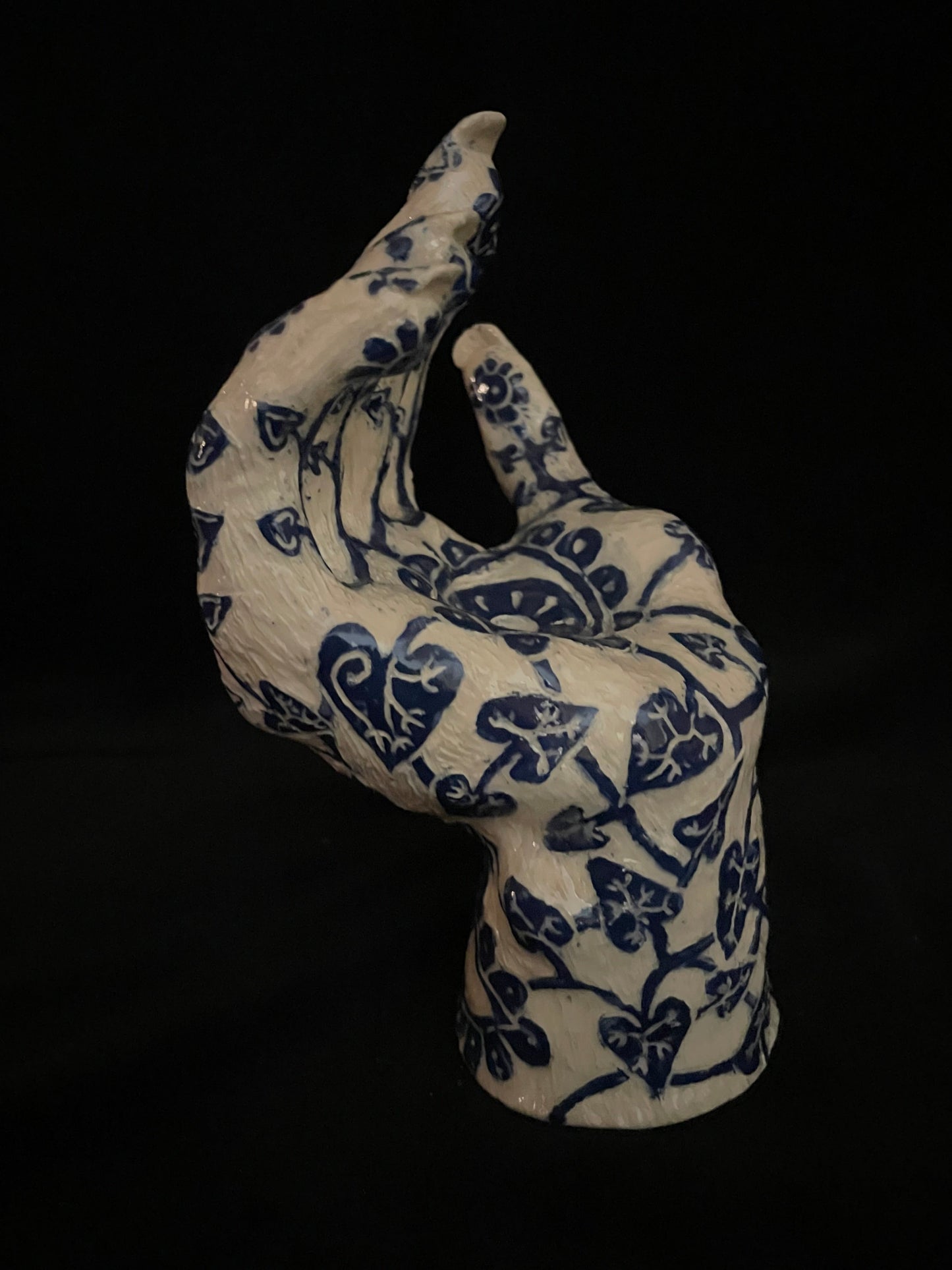 Blue and White Sgraffito Hand