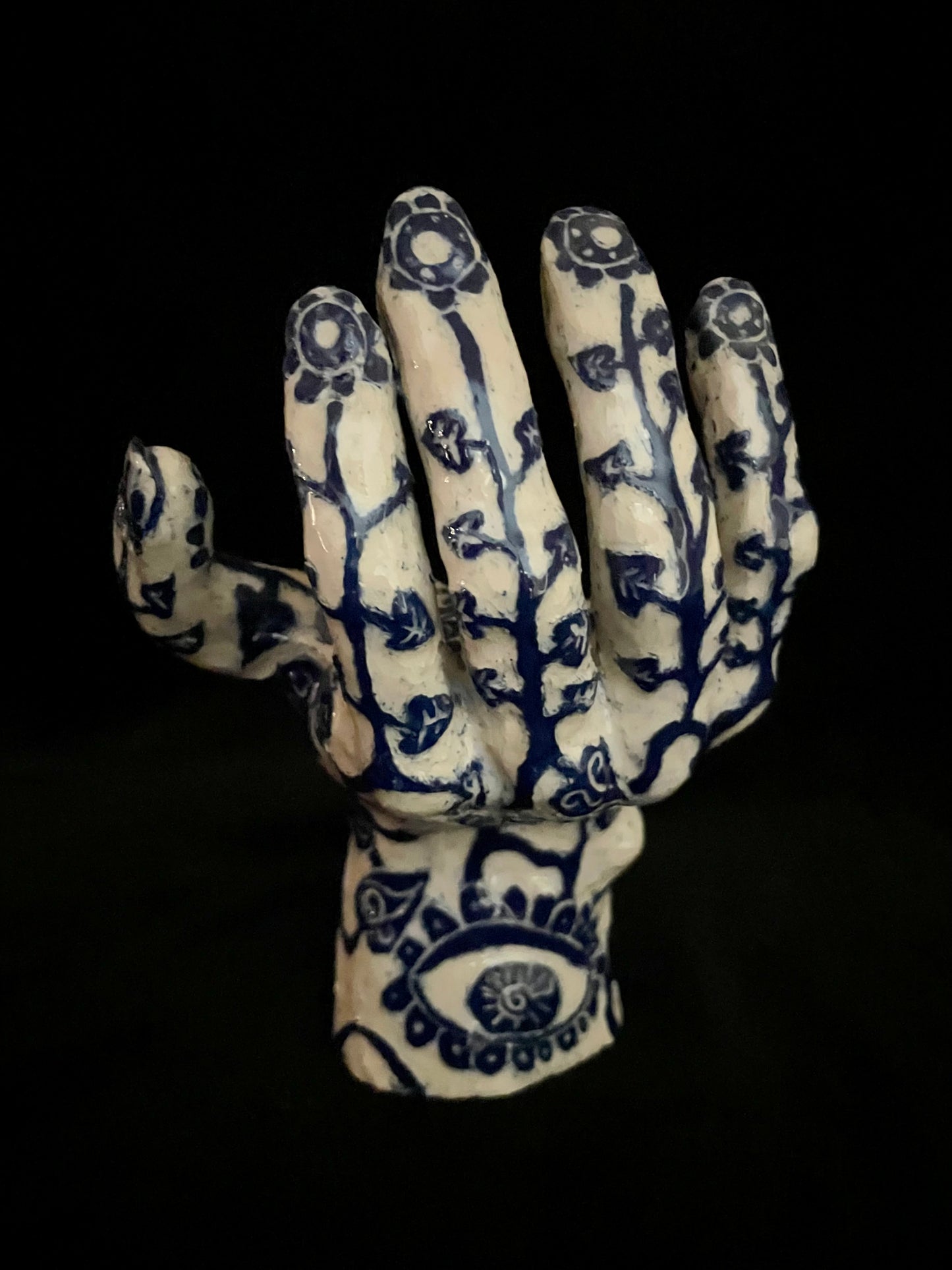 Blue and White Sgraffito Hand