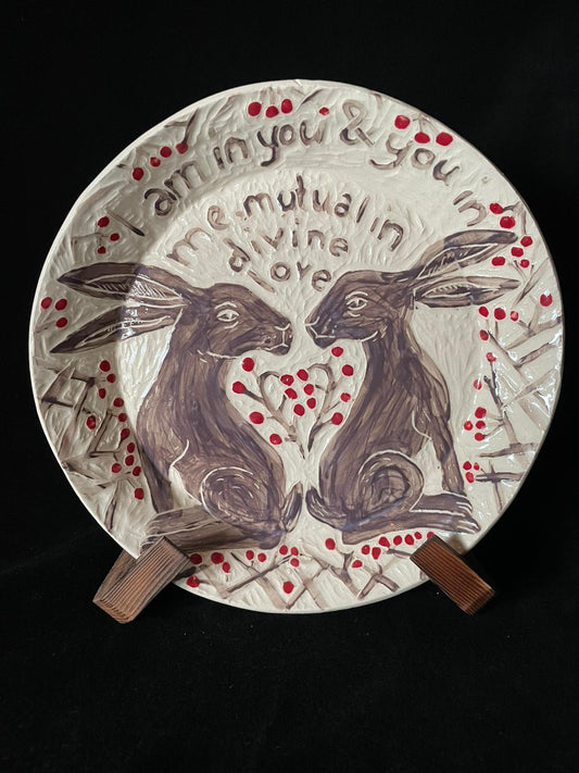 Sgraffito Hare Plate with William Blake Quote